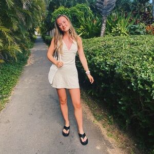 Princess Polly Cream Linen Dress